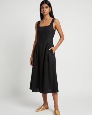 34ZoeSleevelessBlackChanderiDress 3