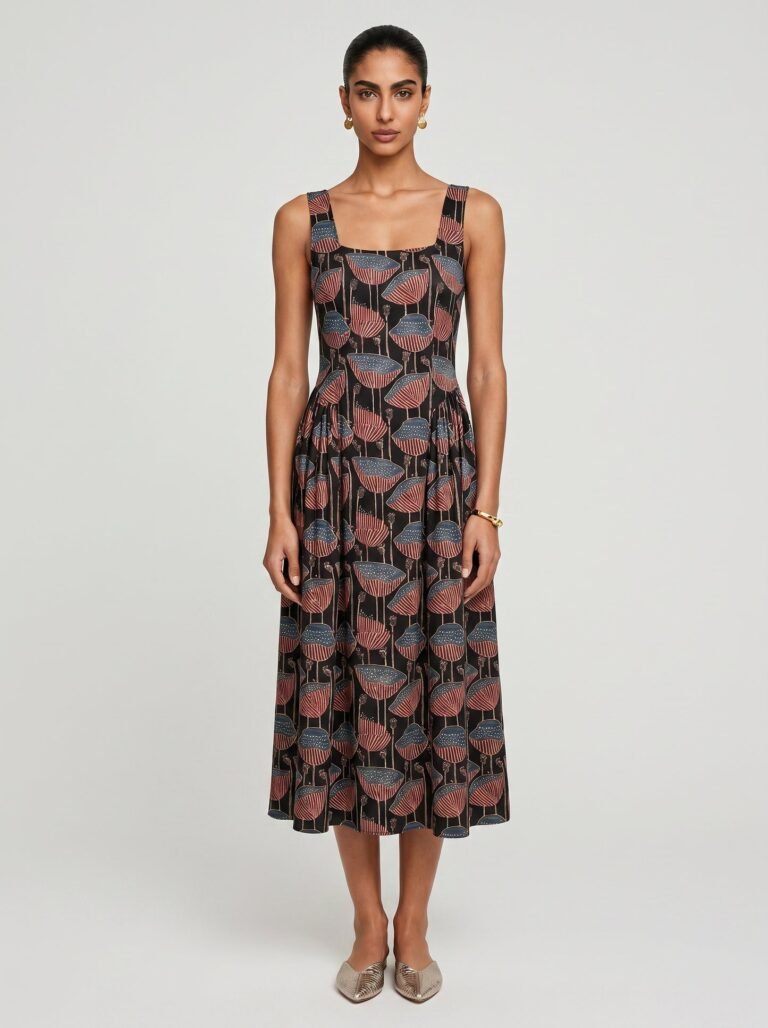 Zoe Sleeveless Black Poppy Dress