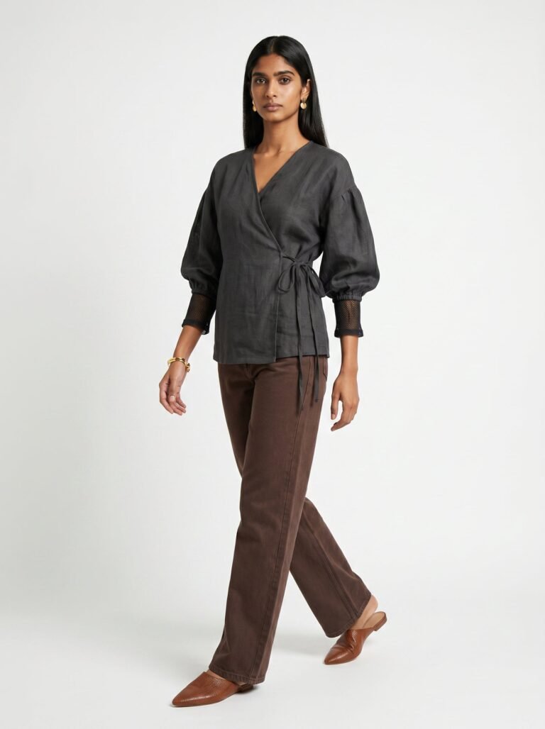 Pia Black Chanderi Top