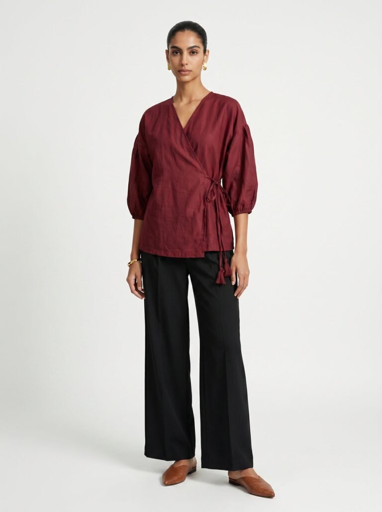 Pia Red Chanderi Top