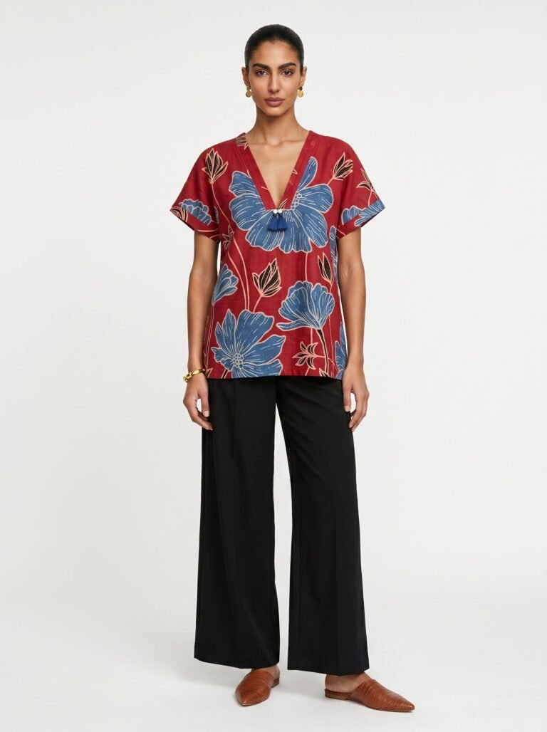 Lin Red Floral Modal Top