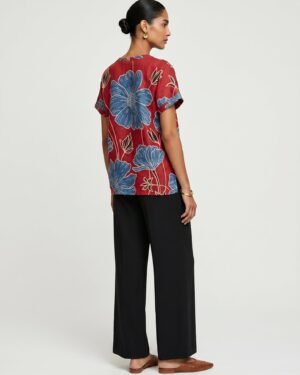 45 Lin Red Floral Modal Top 3
