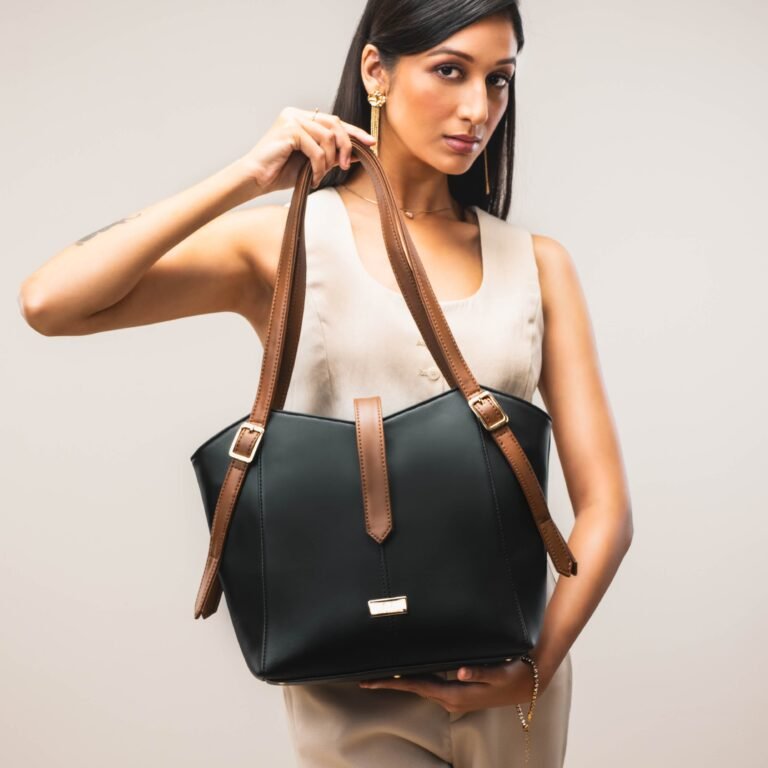 Charcoal Caramel Elara Tote