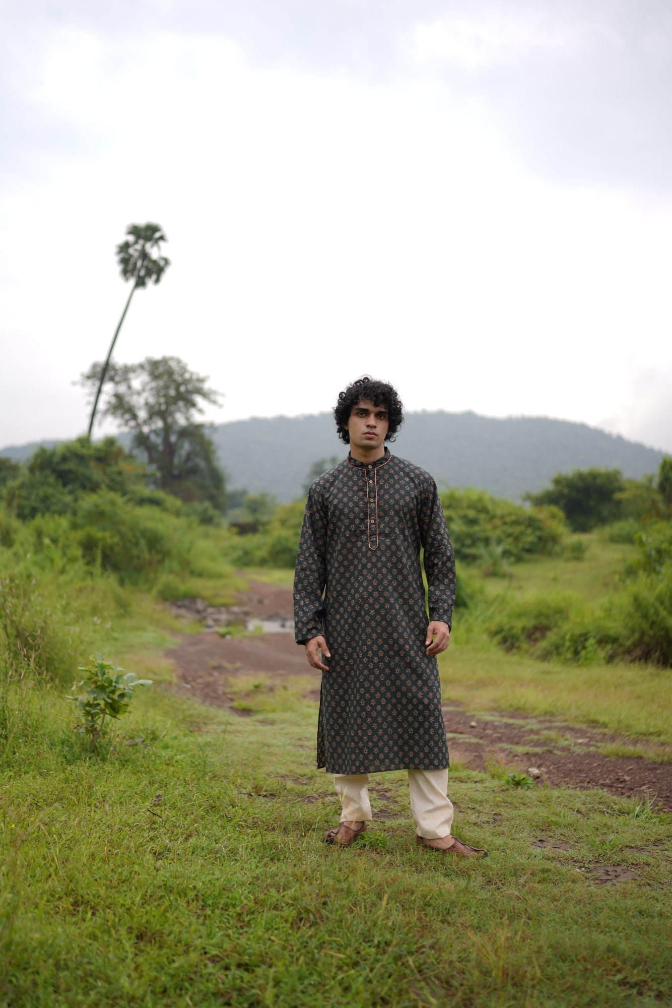 Green Ajrakh Kurta