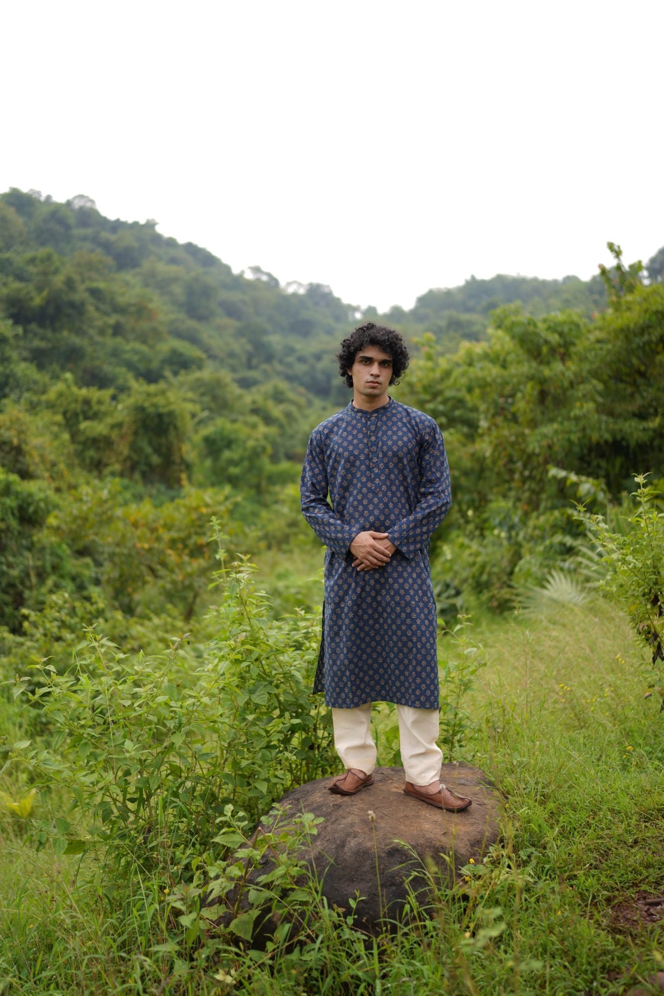 Indigo printed Kurta