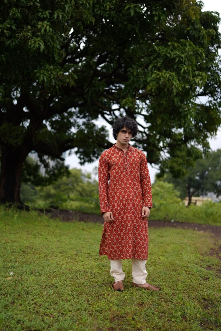 Red Ajrakh Kurta