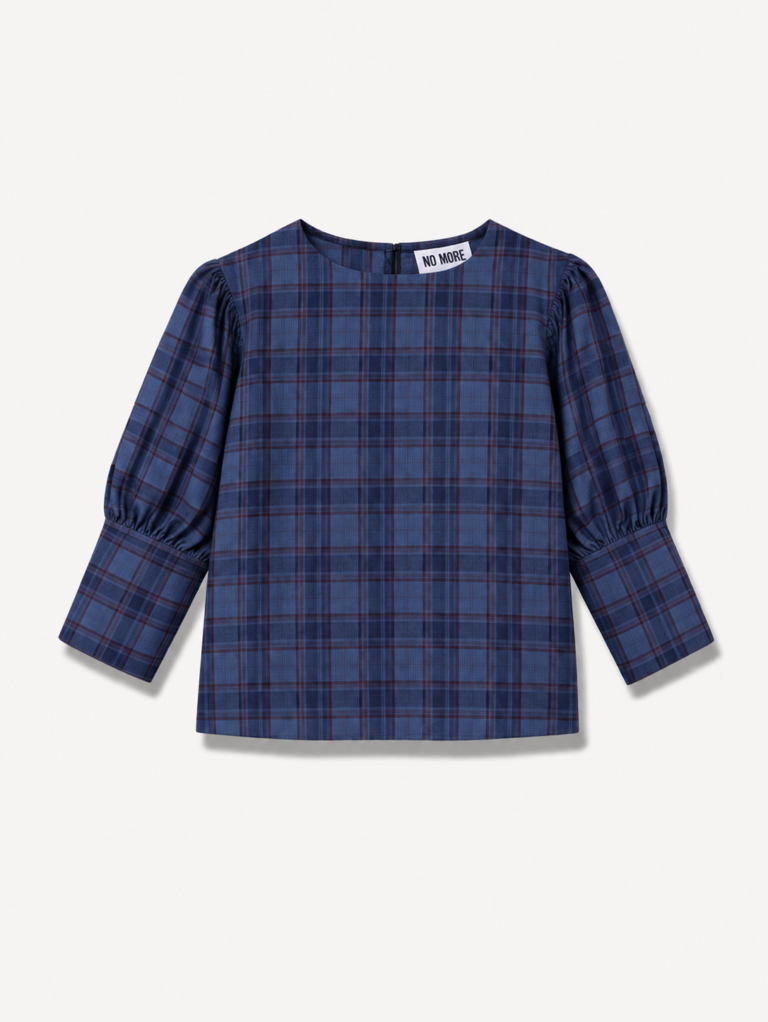 Navy Check Iwona Blouse