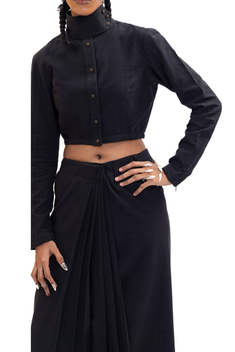Handwoven black cropped top
