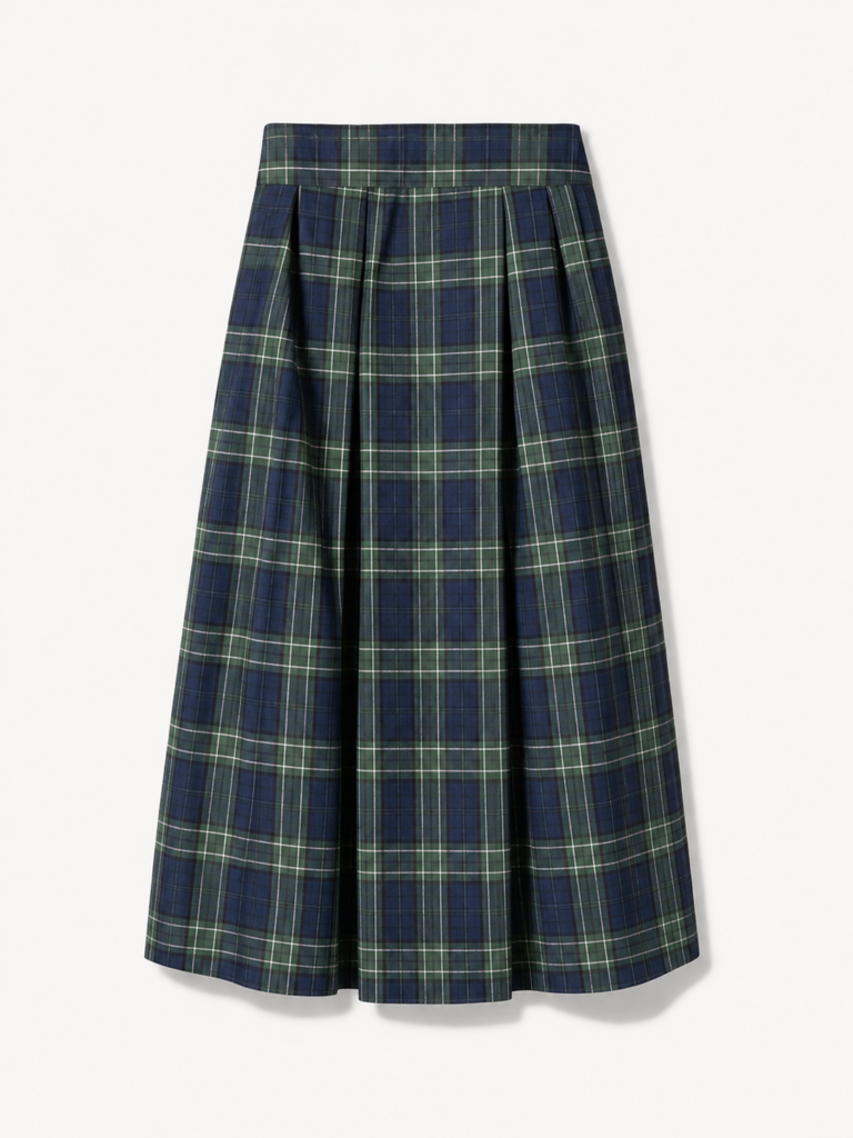 Green Check Valery Maxi Skirt