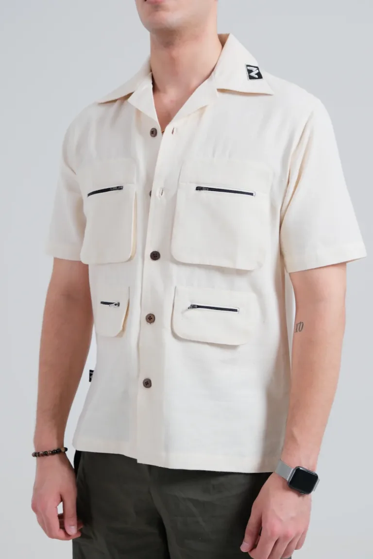 White handmade cargo shirt (Unisex)